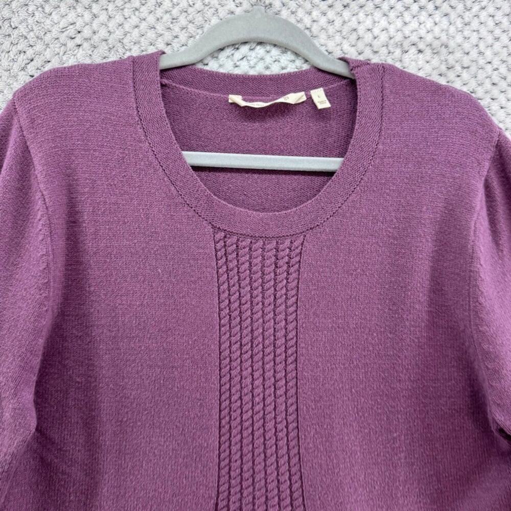 Soft Surroundings Purple Knit Sweater Womens Size L Long Sleeve Pullover - Picture 3 of 11